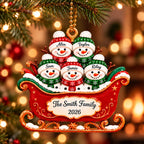 3D Raised Personalized Snowman Christmas Ornament – Family Gift