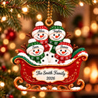 3D Raised Personalized Snowman Christmas Ornament – Family Gift