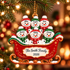 3D Raised Personalized Snowman Christmas Ornament – Family Gift
