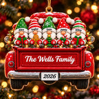 3D Raised Personalized Christmas Gnome Truck Ornament
