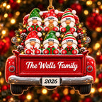 3D Raised Personalized Christmas Gnome Truck Ornament