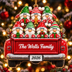 3D Raised Personalized Christmas Gnome Truck Ornament