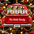 3D Raised Personalized Christmas Gnome Truck Ornament