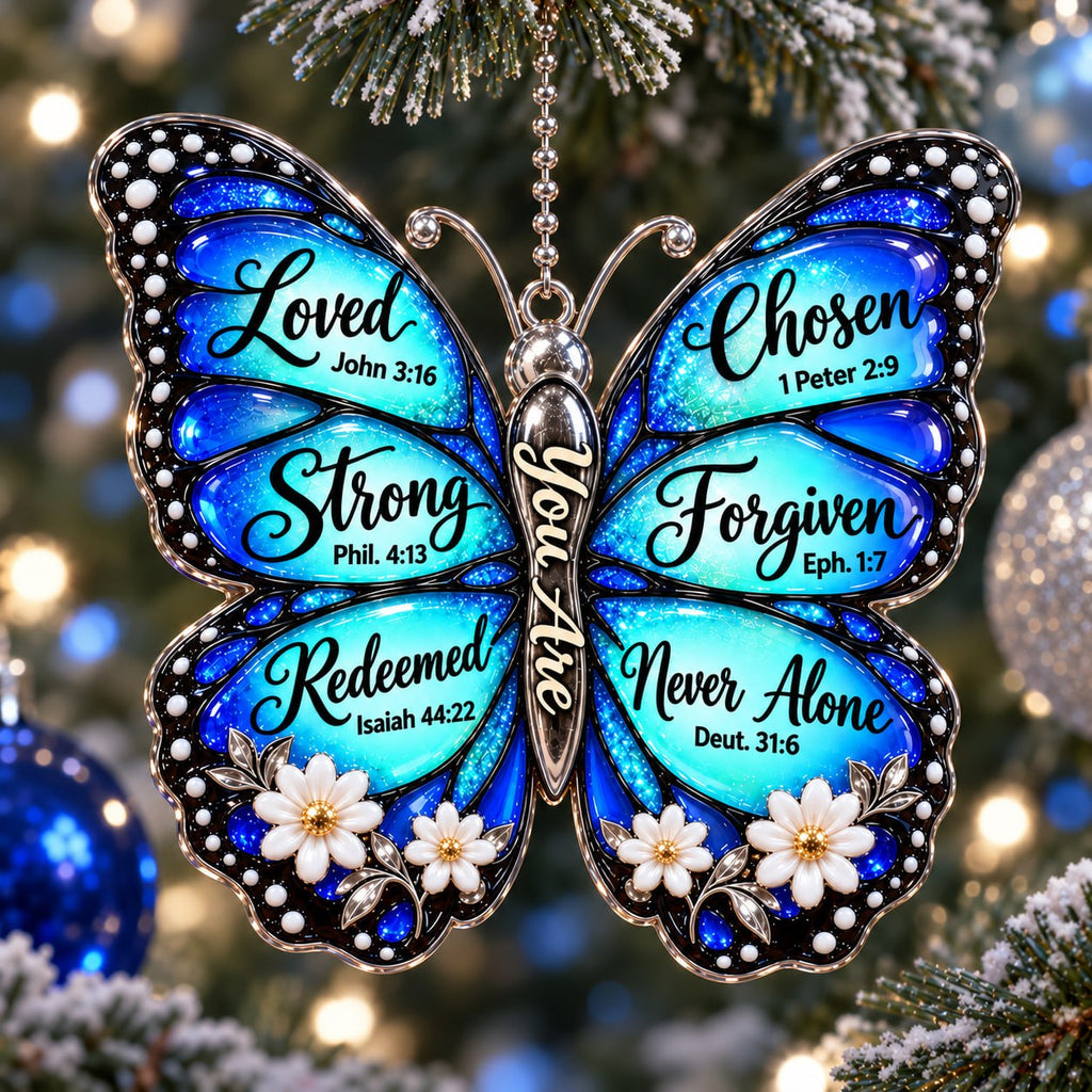 3D Raised Christian Butterfly Christmas Ornament