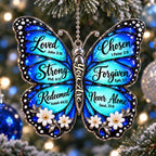 3D Raised Christian Butterfly Christmas Ornament