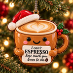 3D Raised Santa Hat Coffee Mug Ornament – Espresso Christmas Decor
