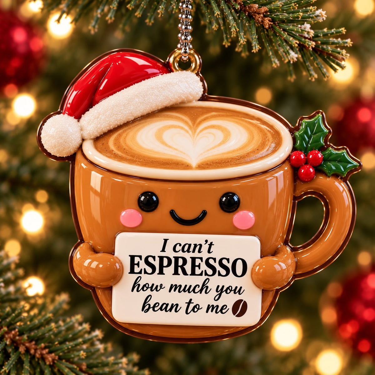 3D Raised Santa Hat Coffee Mug Ornament – Espresso Christmas Decor