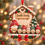 3D Raised Personalized Name Gnome Family Christmas Ornament