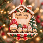 3D Raised Personalized Name Gnome Family Christmas Ornament