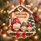 3D Raised Personalized Name Gnome Family Christmas Ornament