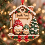 3D Raised Personalized Name Gnome Family Christmas Ornament