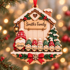 3D Raised Personalized Name Gnome Family Christmas Ornament