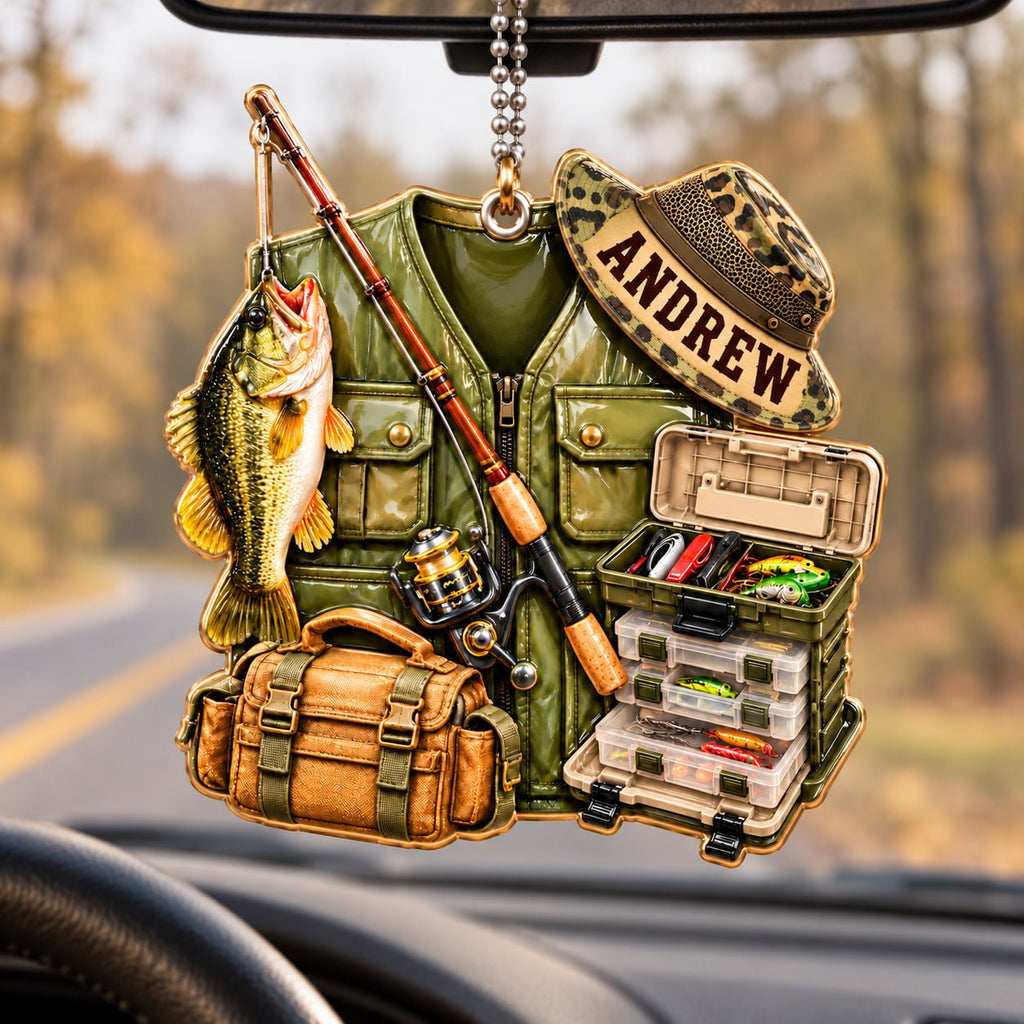 3D Raised Personalized Fishing Vest Ornament