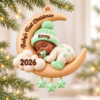 3D Raised Personalized Baby’s First Christmas Moon Ornament