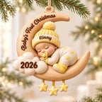 3D Raised Personalized Baby’s First Christmas Moon Ornament