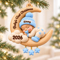 3D Raised Personalized Baby’s First Christmas Moon Ornament