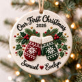 3D Relief Personalized Name Ceramic Ornament – First Christmas Couple Gift