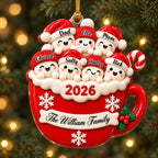 3D Raised Personalized A Cup Of Marshmallow Family Christmas Ornament