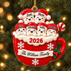 3D Raised Personalized A Cup Of Marshmallow Family Christmas Ornament