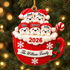 3D Raised Personalized A Cup Of Marshmallow Family Christmas Ornament