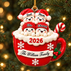 3D Raised Personalized A Cup Of Marshmallow Family Christmas Ornament