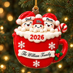 3D Raised Personalized A Cup Of Marshmallow Family Christmas Ornament