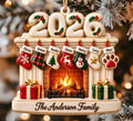 3D Raised Personalized 2026 Fireplace Stocking Christmas Ornament – Family Gifts