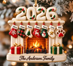 3D Raised Personalized 2026 Fireplace Stocking Christmas Ornament – Family Gifts