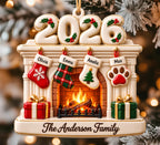 3D Raised Personalized 2026 Fireplace Stocking Christmas Ornament – Family Gifts