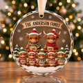 3D Raised Personalized Highland Cow Family Round Glass Christmas Ornament