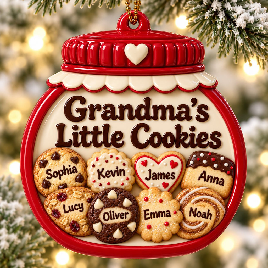 3D Raised Personalized Christmas Cookie Jar Ornament – Grandma’s Family Gift