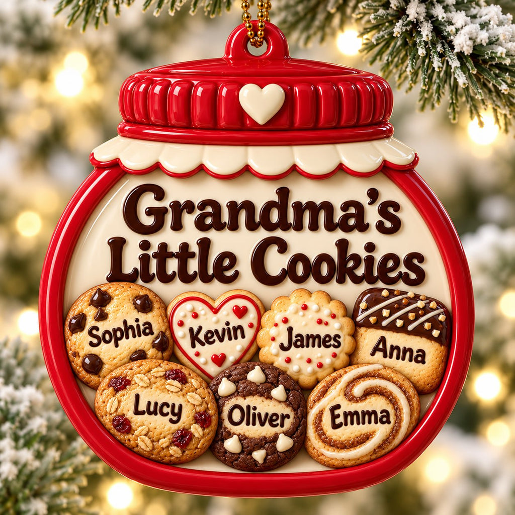 3D Raised Personalized Christmas Cookie Jar Ornament – Grandma’s Family Gift
