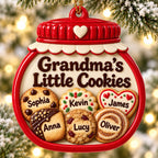 3D Raised Personalized Christmas Cookie Jar Ornament – Grandma’s Family Gift