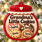 3D Raised Personalized Christmas Cookie Jar Ornament – Grandma’s Family Gift