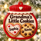 3D Raised Personalized Christmas Cookie Jar Ornament – Grandma’s Family Gift