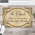 Classic Vintage Monogram Serve The Lord Personalized Doormat