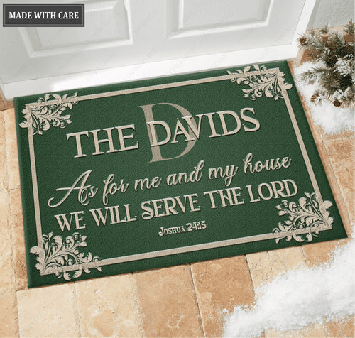 Corner Floral Serve The Lord Monogram Doormat
