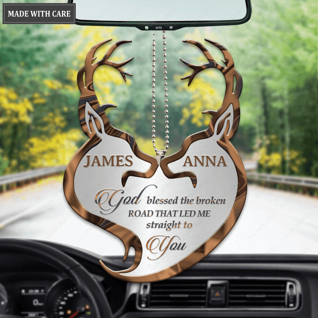 Antler Buck And Doe God Blessed Personalized Ornament
