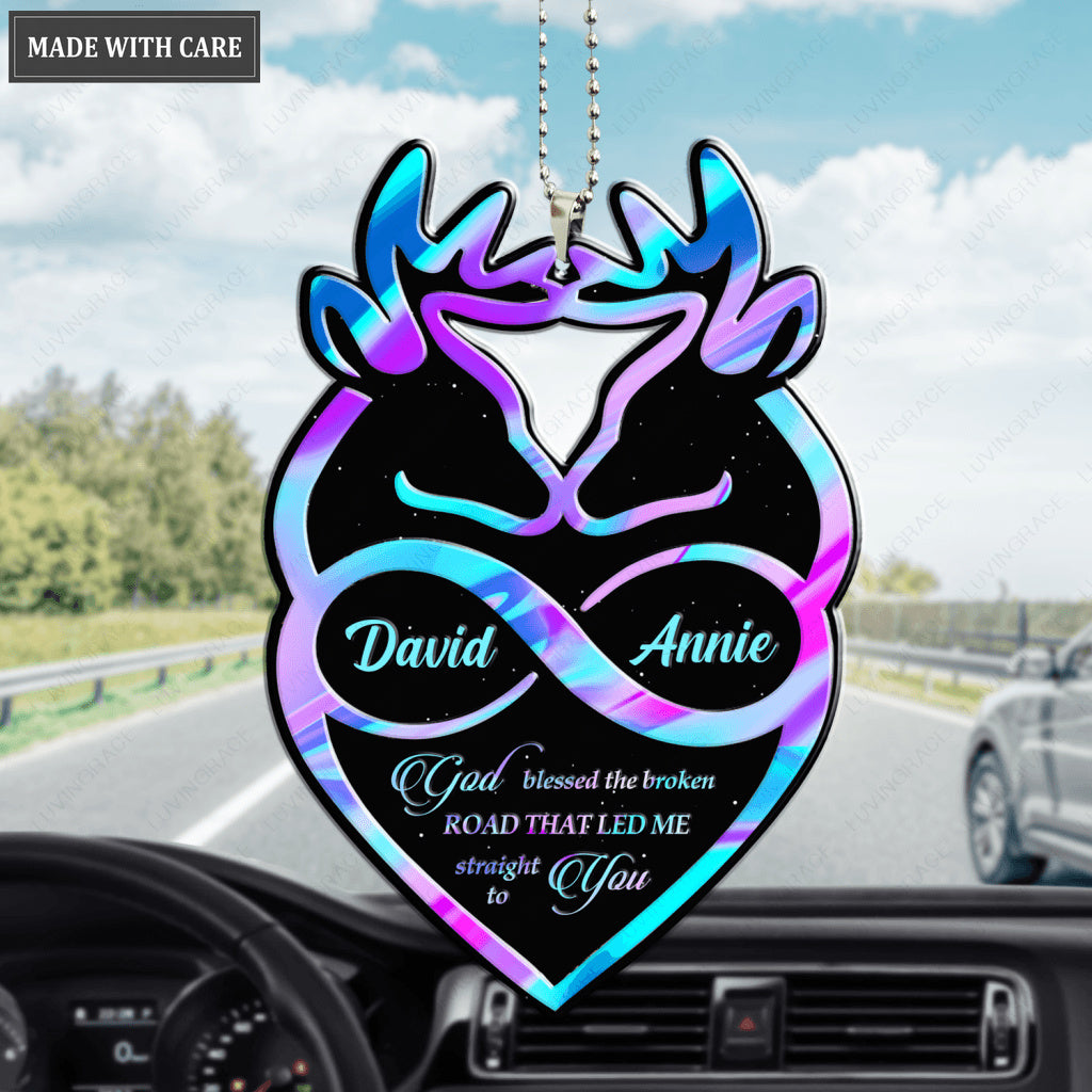 Hologram Deers Infinity Heart Personalized Ornament