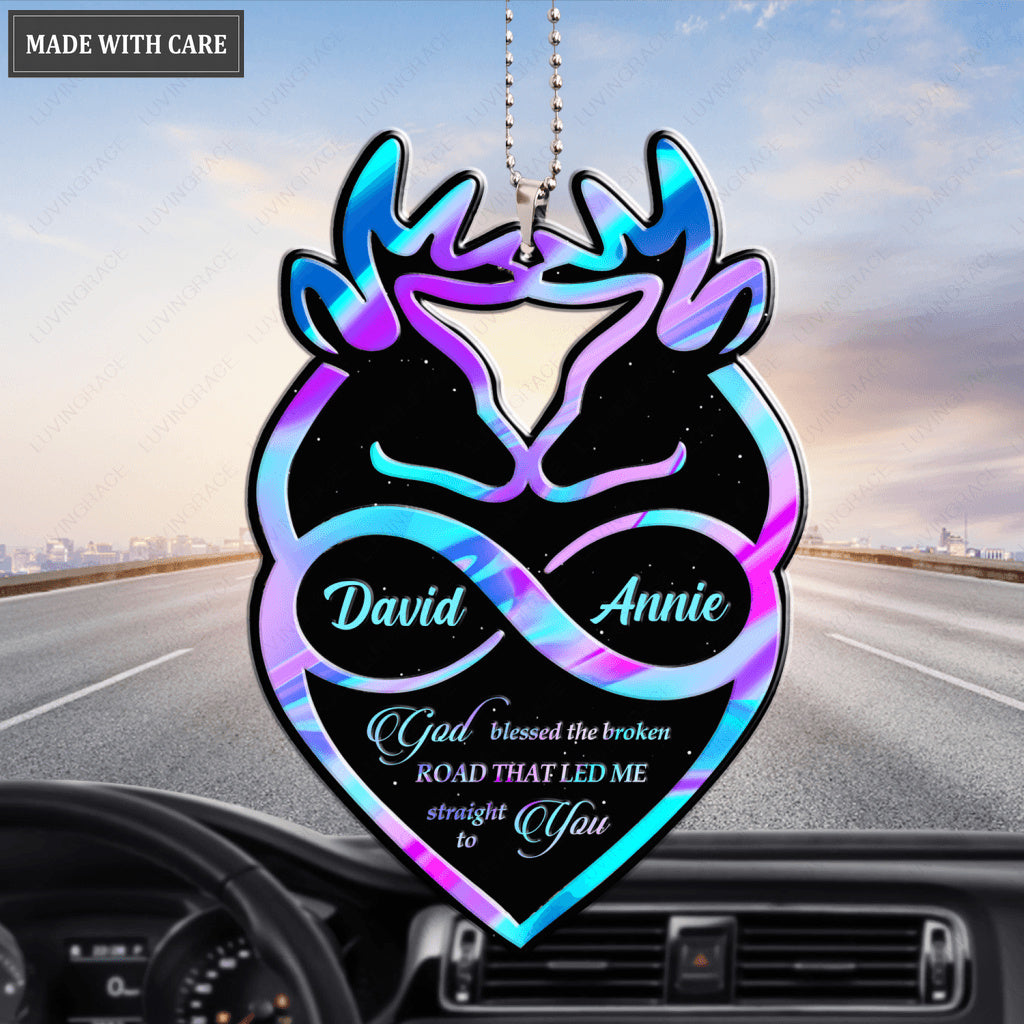 Hologram Deers Infinity Heart Personalized Ornament