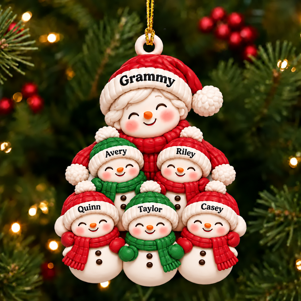 Personalized Names Snowman Family 3D Ornament – Christmas Gift