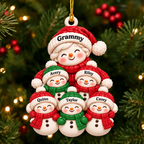 Personalized Names Snowman Family 3D Ornament – Christmas Gift