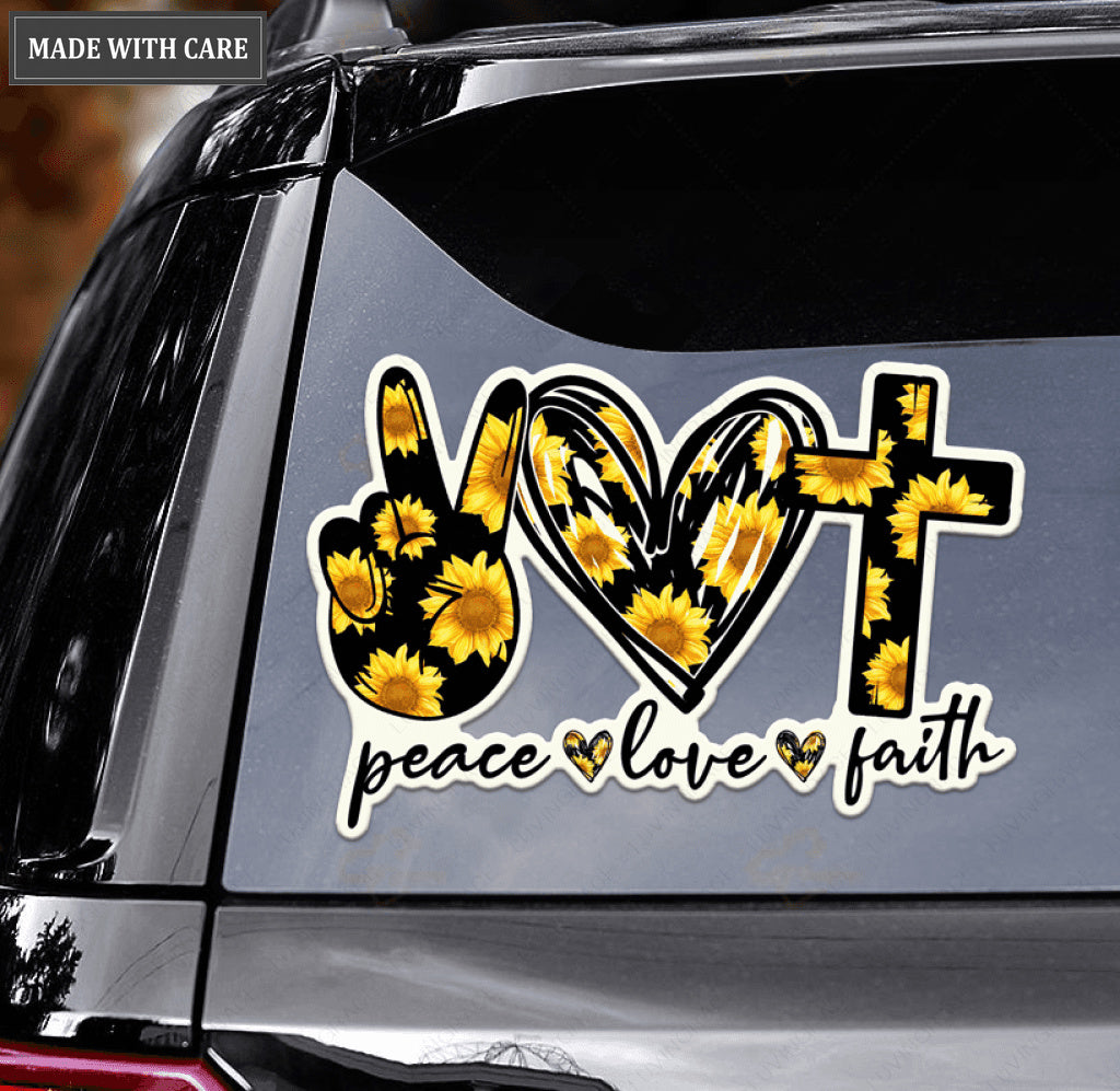 Peace Love Faith Sticker Car