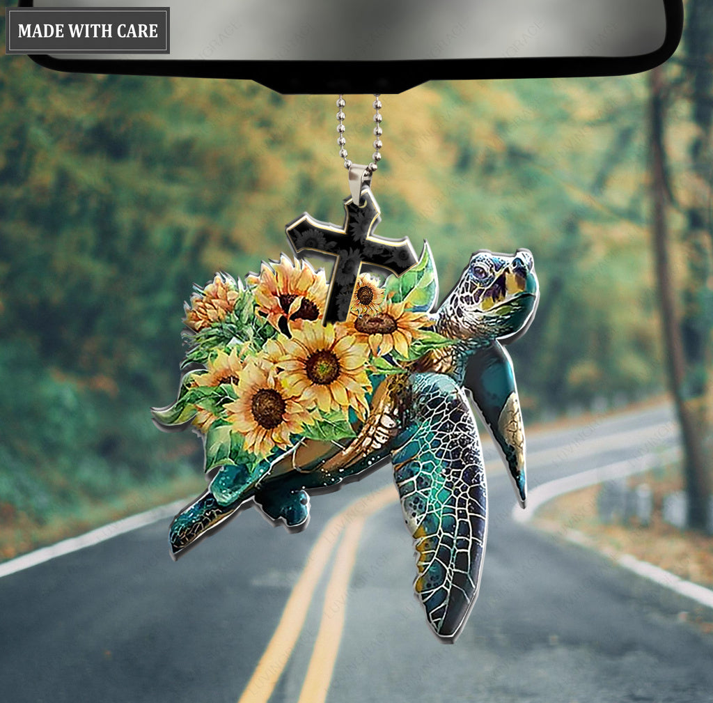 Sunflower Cross Turtle Ornament