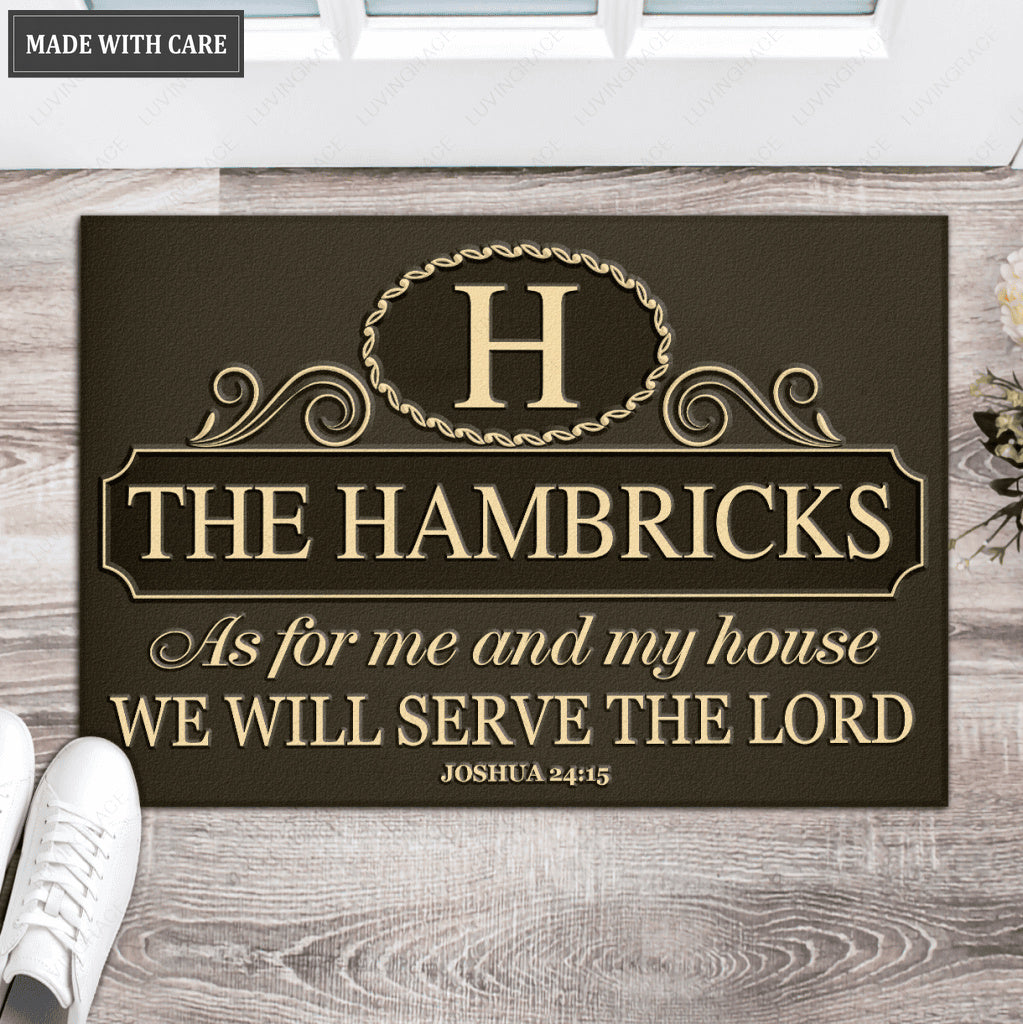 Luvingrace L200 Vintage Monogram Collection As For My House Personalized Doormat