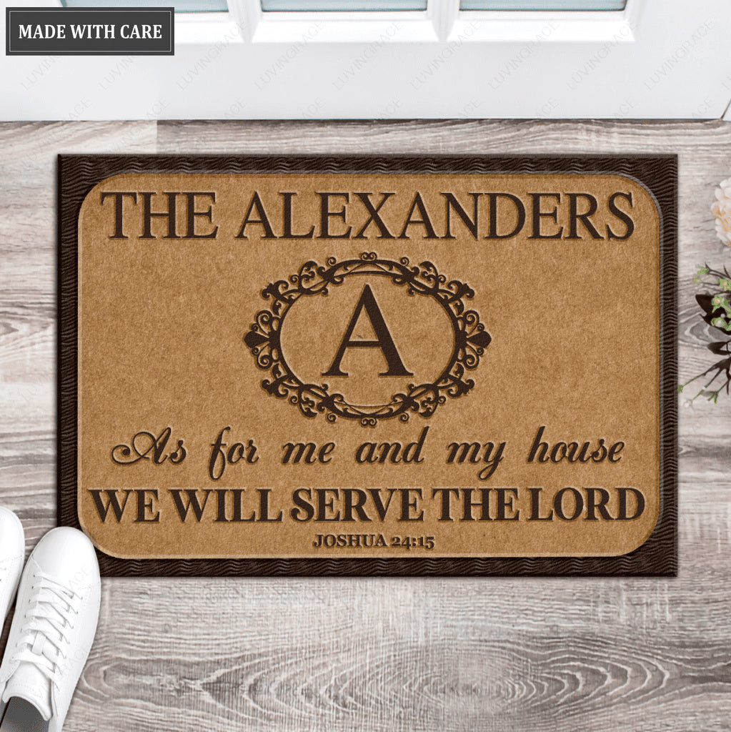 Luvingrace L201 Vintage Monogram Collection As For My House Personalized Doormat