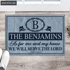 Printfamily L202 Blue Sky Vintage Monogram Collection As For My House Personalized Doormat