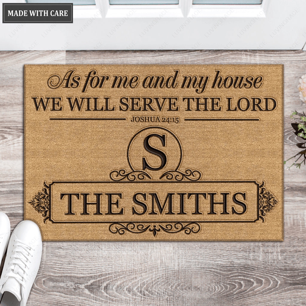 Luvingrace L203 Vintage Monogram Collection As For My House Personalized Doormat
