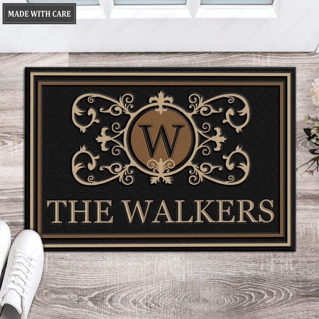 Luvingrace L204 Royal Vintage Monogram Collection Family Name Personalized Doormat