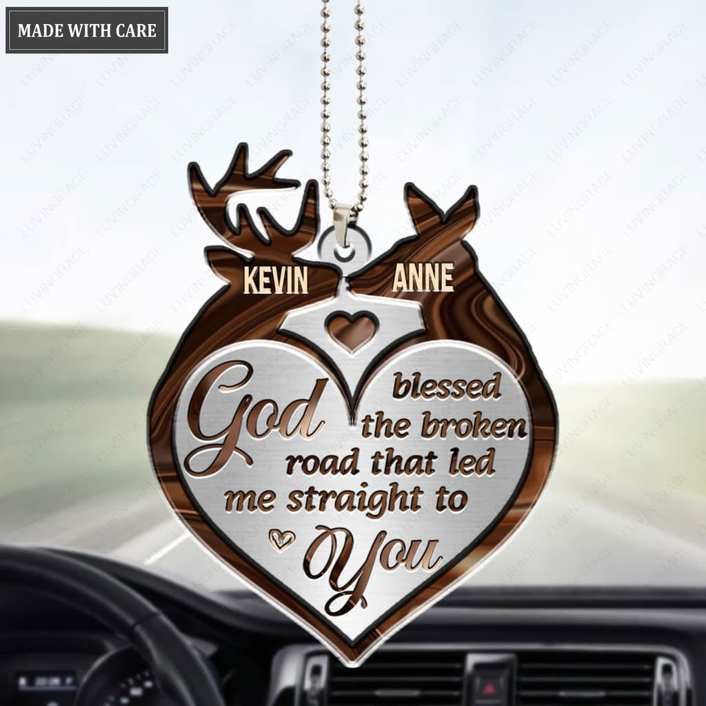 Luvingrace M38 Deer Couple God Blessed Personalized Ornament